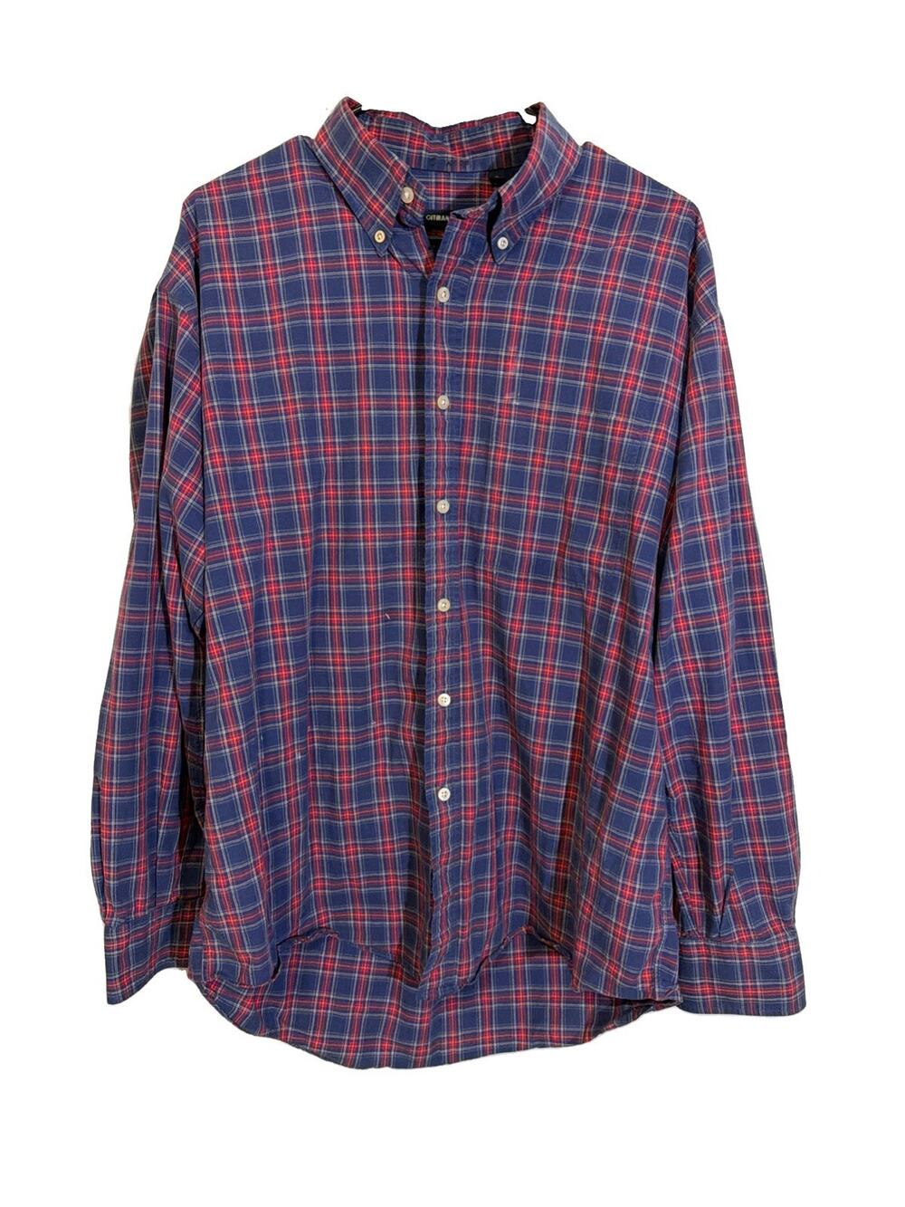 Gitman Bros Shirt Mens Large Blue Plaid Short Sleeve Button Down USA Vintage